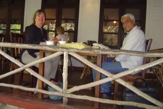 Image: Philip and Kaye eating a meal together before his Pancreatic Cancer diagnosis