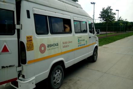 A white van which serves as a mobile library